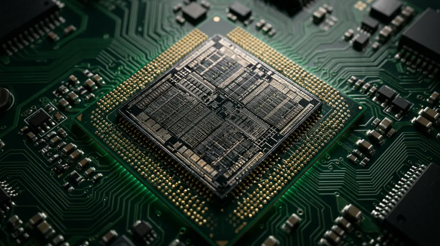 Yapay zeka hızlandırıcı GPU çipi yakın plan
