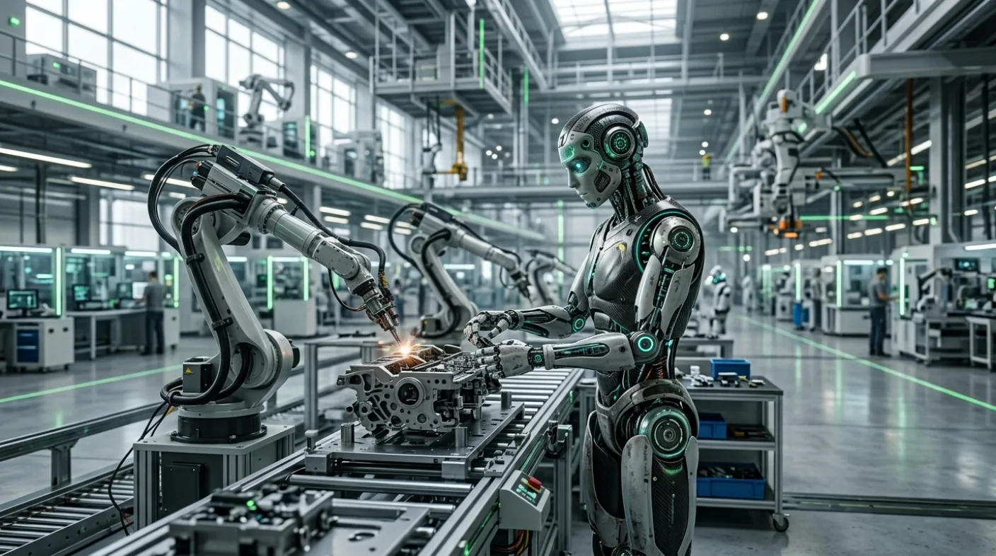 Fabrikada çalışan insansı robot